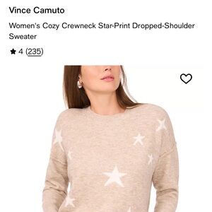 Vince Camuto Cream Star Crewneck Sweater